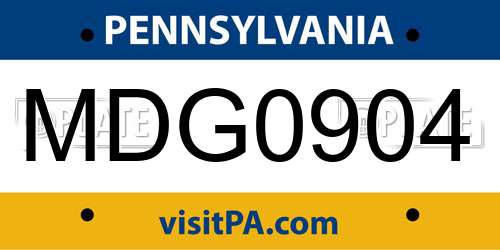 MDG0904 Pennsylvania License Plate