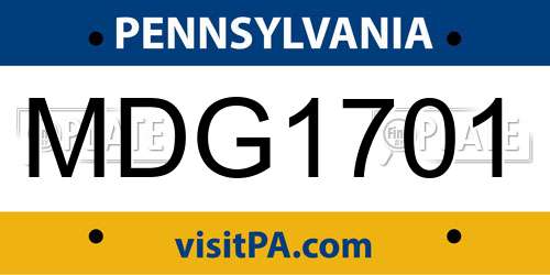 MDG1701 Pennsylvania License Plate