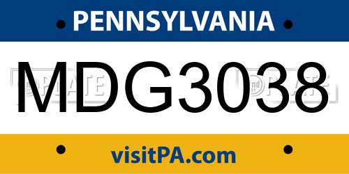 MDG3038 Pennsylvania License Plate