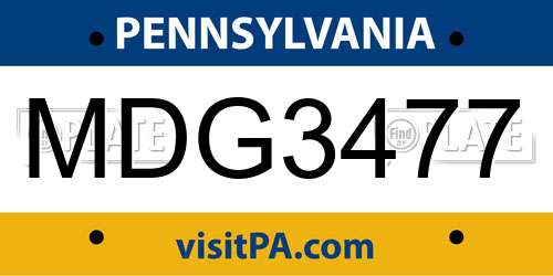MDG3477 Pennsylvania License Plate