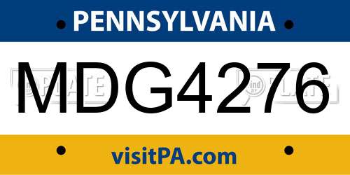 MDG4276 Pennsylvania License Plate