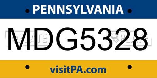 MDG5328 Pennsylvania License Plate