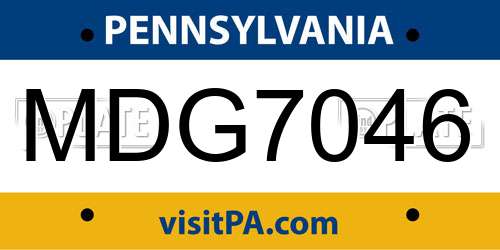 MDG7046 Pennsylvania License Plate