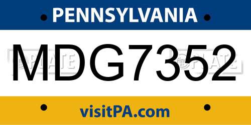MDG7352 Pennsylvania License Plate