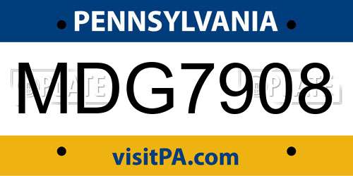 MDG7908 Pennsylvania License Plate