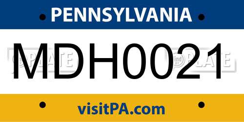 MDH0021 Pennsylvania License Plate