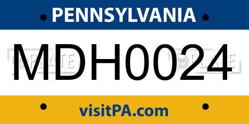 MDH0024 Pennsylvania License Plate