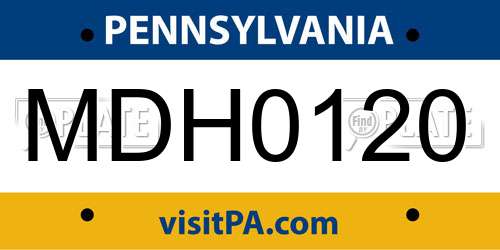 MDH0120 Pennsylvania License Plate