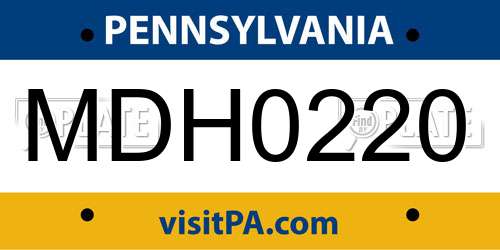 MDH0220 Pennsylvania License Plate