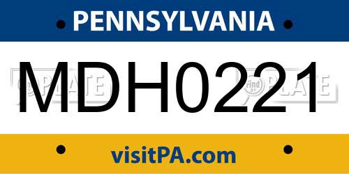MDH0221 Pennsylvania License Plate