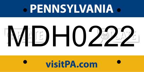 MDH0222 Pennsylvania License Plate