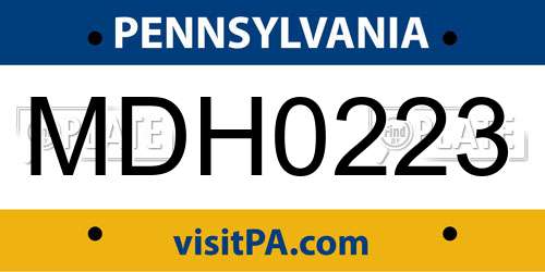 MDH0223 Pennsylvania License Plate