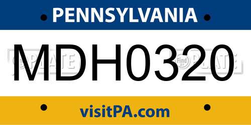 MDH0320 Pennsylvania License Plate
