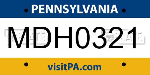 MDH0321 Pennsylvania License Plate