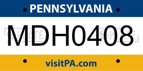 MDH0408 Pennsylvania License Plate
