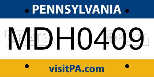 MDH0409 Pennsylvania License Plate