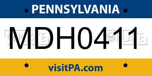 MDH0411 Pennsylvania License Plate