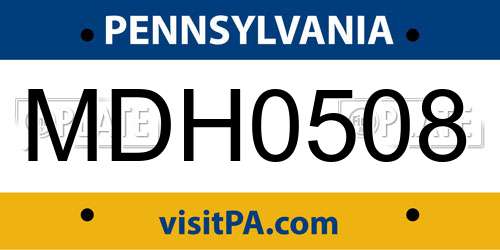 MDH0508 Pennsylvania License Plate