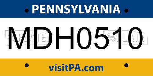 MDH0510 Pennsylvania License Plate