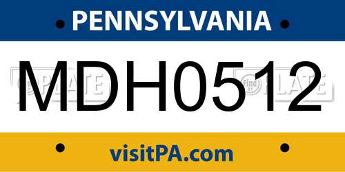 MDH0512 Pennsylvania License Plate