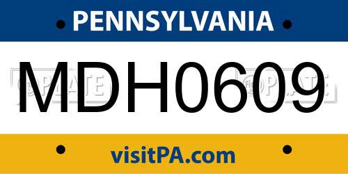 MDH0609 Pennsylvania License Plate