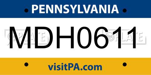 MDH0611 Pennsylvania License Plate