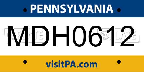 MDH0612 Pennsylvania License Plate