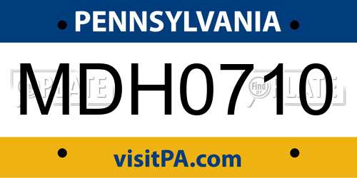 MDH0710 Pennsylvania License Plate