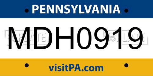 MDH0919 Pennsylvania License Plate