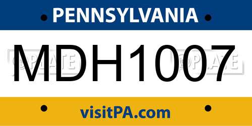 MDH1007 Pennsylvania License Plate