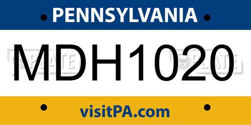 MDH1020 Pennsylvania License Plate