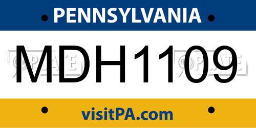 MDH1109 Pennsylvania License Plate