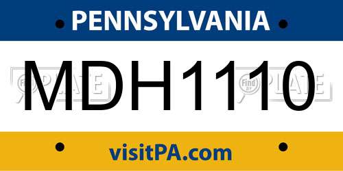 MDH1110 Pennsylvania License Plate