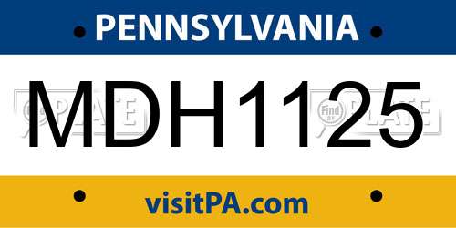 MDH1125 Pennsylvania License Plate