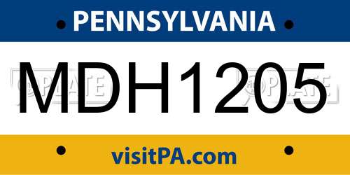 MDH1205 Pennsylvania License Plate