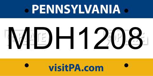 MDH1208 Pennsylvania License Plate
