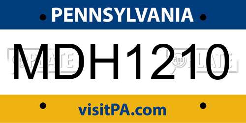 MDH1210 Pennsylvania License Plate