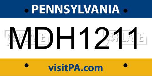 MDH1211 Pennsylvania License Plate