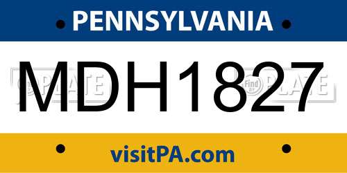 MDH1827 Pennsylvania License Plate