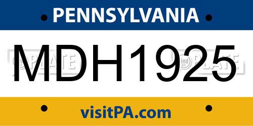 MDH1925 Pennsylvania License Plate