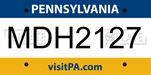 MDH2127 Pennsylvania License Plate