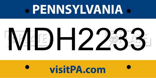 MDH2233 Pennsylvania License Plate