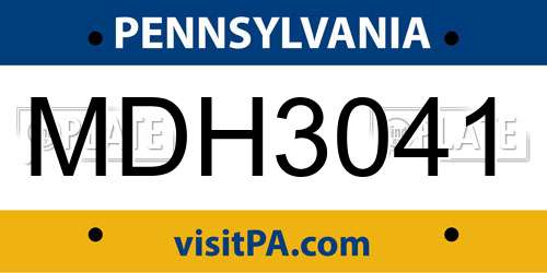 MDH3041 Pennsylvania License Plate