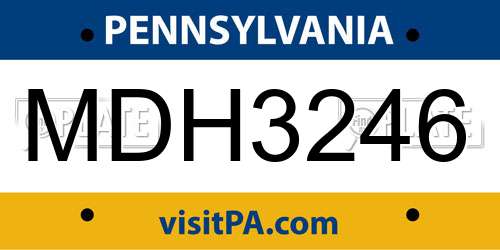 MDH3246 Pennsylvania License Plate