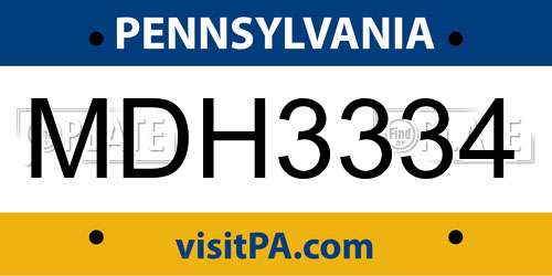 MDH3334 Pennsylvania License Plate
