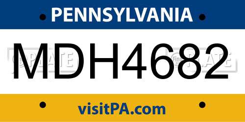 MDH4682 Pennsylvania License Plate