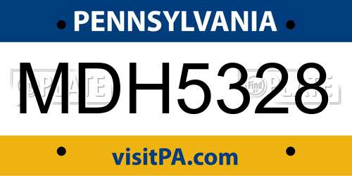 MDH5328 Pennsylvania License Plate