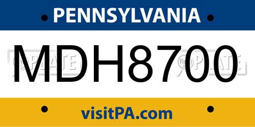 MDH8700 Pennsylvania License Plate