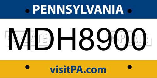 MDH8900 Pennsylvania License Plate
