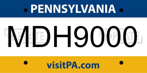 MDH9000 Pennsylvania License Plate